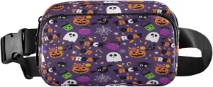 Boccsty Halloween White Ghost Pumpkin Belt Bag for Women Men Fanny Pack Small Waist Pouch Crossbody Bags for Outdoor Hiking Running Travel