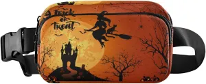 Boccsty Halloween Witch Pumpkin Belt Bag for Women Men Trick Or Treat Spider Web Fanny Pack Small Waist Pouch Crossbody Bags for Outdoor Hiking Running Travel
