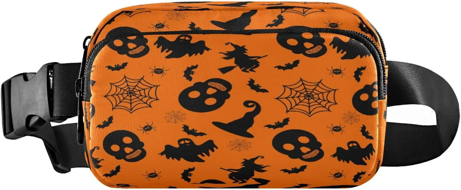 Boccsty Halloween Witch Spider Ghosts Belt Bag for Women Men Fanny Pack Small Waist Pouch Crossbody Bags for Outdoor Hiking Running Travel