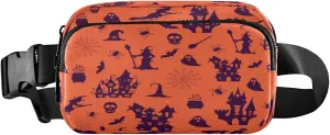 Boccsty Halloween Witches Spooky Belt Bag for Women Men Haunted Houses Ghosts Fanny Pack Small Waist Pouch Crossbody Bags for Outdoor Hiking Running Travel