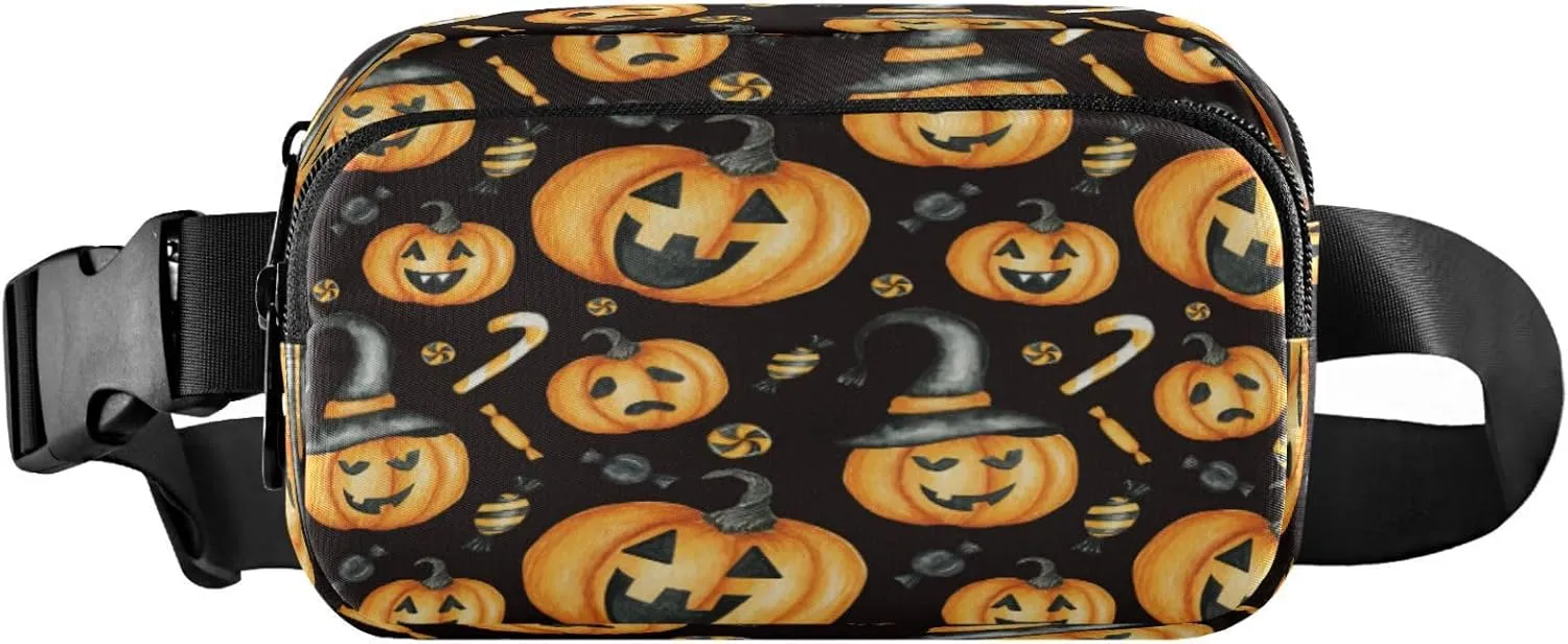 Boccsty Happy Halloween Belt Bag for Women Men Pumpkins Candy Fanny Pack Small Waist Pouch Crossbody Bags for Outdoor Hiking Running Travel
