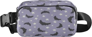 Boccsty Happy Halloween Cute Vector Seamless Pattern with Cartoon Bat Stars Belt Bag for Women Men Fanny Pack Small Waist Pouch Crossbody Bags for Outdoor Hiking Running Travel
