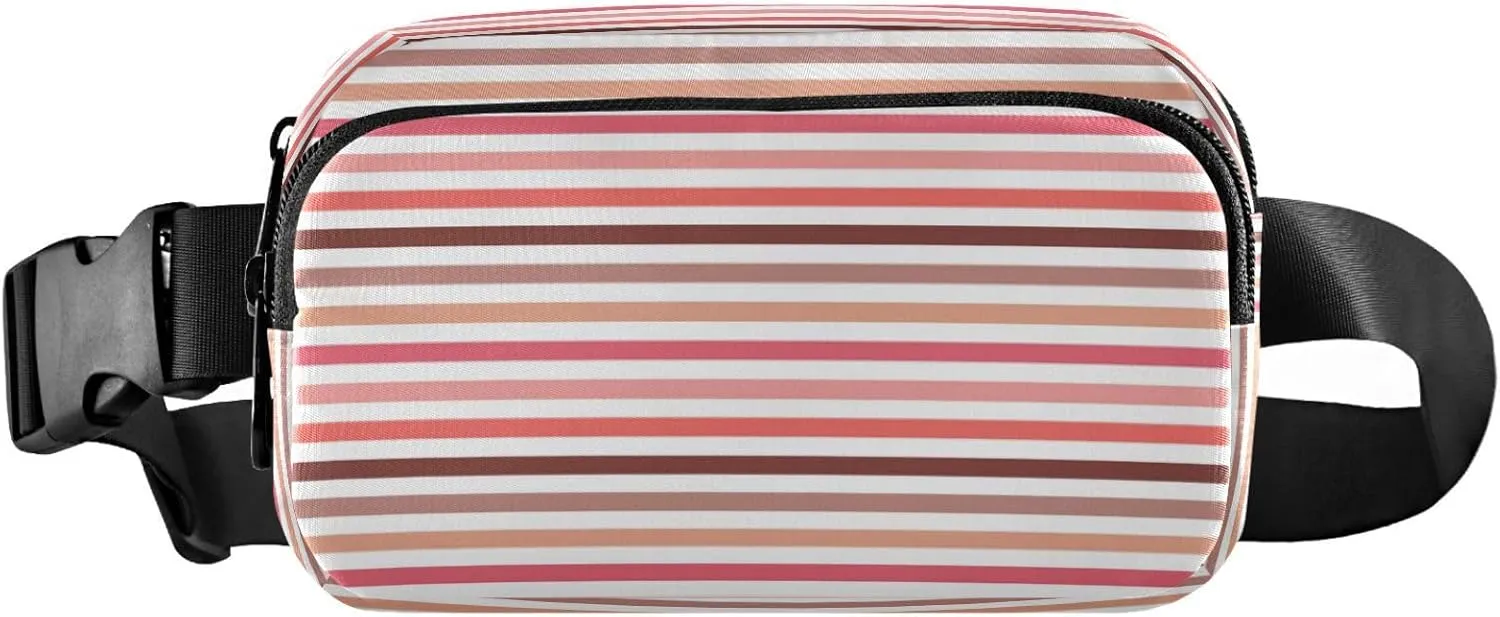 Boccsty Horizontal Stripes Pattern Belt Bag for Women Men Fanny Pack Small Waist Pouch Crossbody Bags for Outdoor Hiking Running Travel