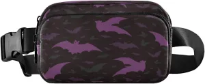 Boccsty Purple Halloween Bats Belt Bag for Women Men Fanny Pack Small Waist Pouch Crossbody Bags for Outdoor Hiking Running Travel