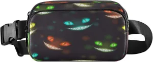 Boccsty Scary Halloween Shiny Evil Faces Eyes Belt Bag for Women Men Fanny Pack Small Waist Pouch Crossbody Bags for Outdoor Hiking Running Travel
