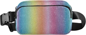 Boccsty Shiny Multi-colored Glitter Belt Bag for Women Men Fanny Pack Small Waist Pouch Crossbody Bags for Outdoor Hiking Running Travel