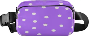 Boccsty White Dots Polka Dot Purple Belt Bag for Women Men Fanny Pack Small Waist Pouch Crossbody Bags for Outdoor Hiking Running Travel