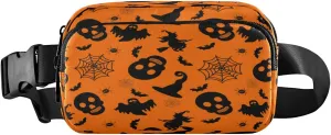 Boccsty Witch Bat Spider Belt Bag for Women Men Halloween Cartoon Fanny Pack Small Waist Pouch Crossbody Bags for Outdoor Hiking Running Travel