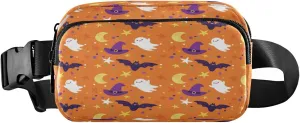 Boccsty Witch Pumpkins Skulls Spiders Belt Bag for Women Men Halloween Moon Fanny Pack Small Waist Pouch Crossbody Bags for Outdoor Hiking Running Travel