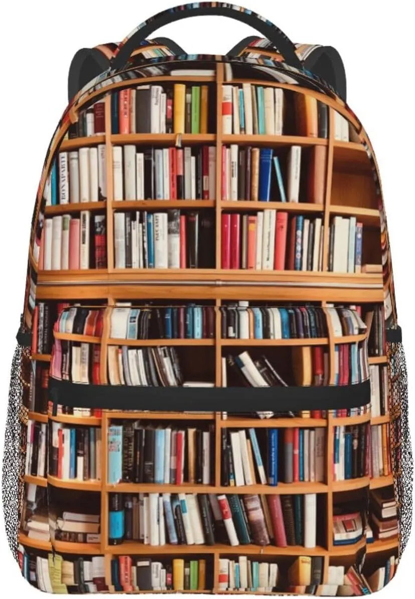 Book Pattern Backpacks Vintage Laptop Bookbag Computer Bag Hiking Travel Daypack for Women Men