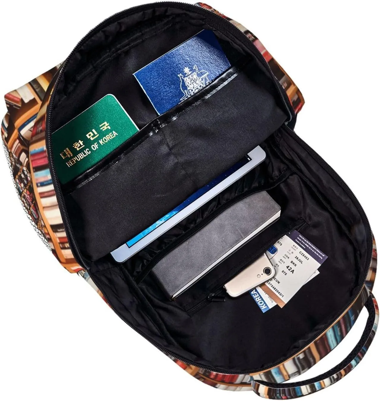 Book Pattern Backpacks Vintage Laptop Bookbag Computer Bag Hiking Travel Daypack for Women Men