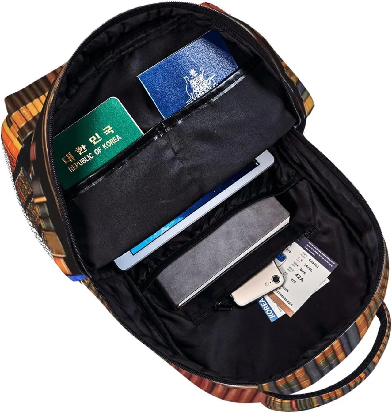 Book Pattern Backpacks Vintage Laptop Bookbag Computer Bag Hiking Travel Daypack for Women Men