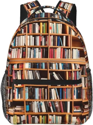 Book Pattern Backpacks Vintage Laptop Bookbag Computer Bag Hiking Travel Daypack for Women Men