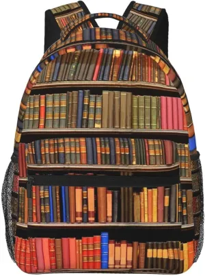Book Pattern Backpacks Vintage Laptop Bookbag Computer Bag Hiking Travel Daypack for Women Men