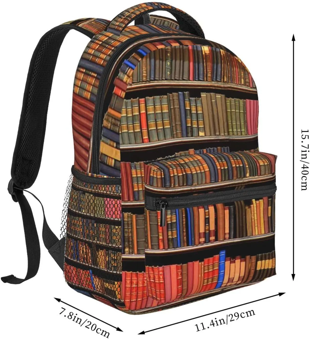 Book Pattern Backpacks Vintage Laptop Bookbag Computer Bag Hiking Travel Daypack for Women Men
