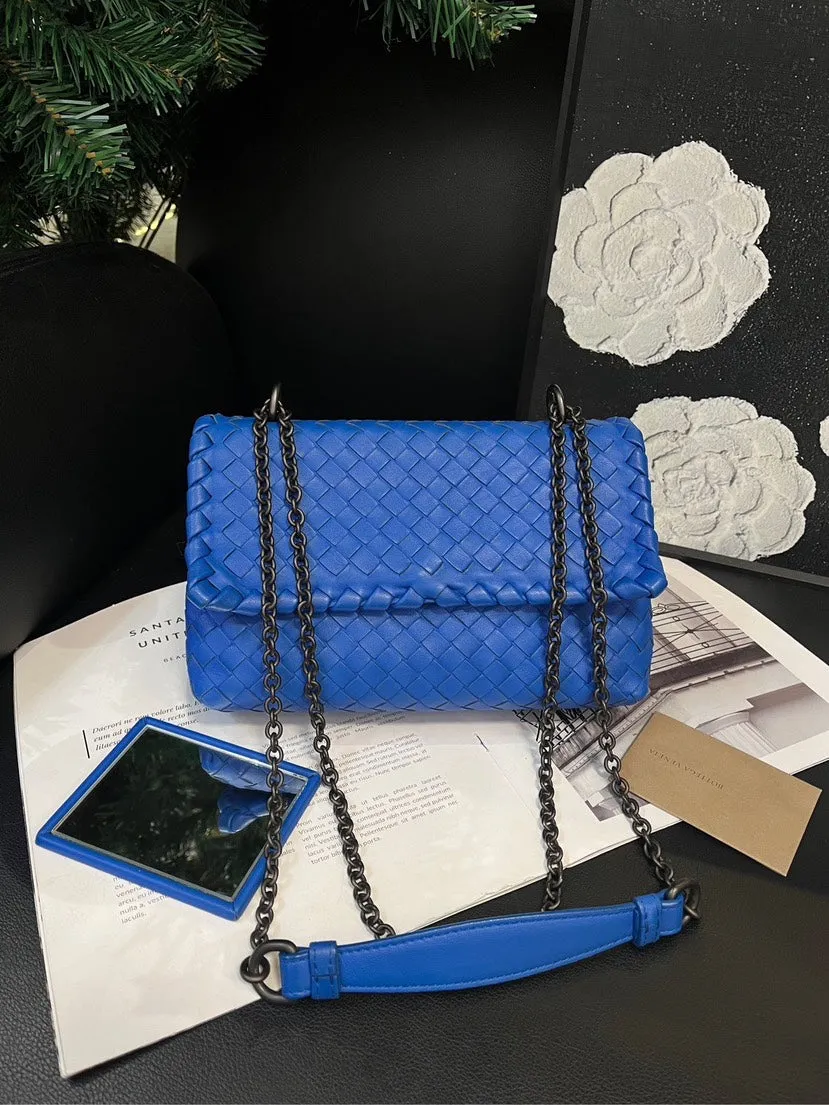 Bottega Veneta Klein Blue Woven Olympia Crossbody Bag Medium