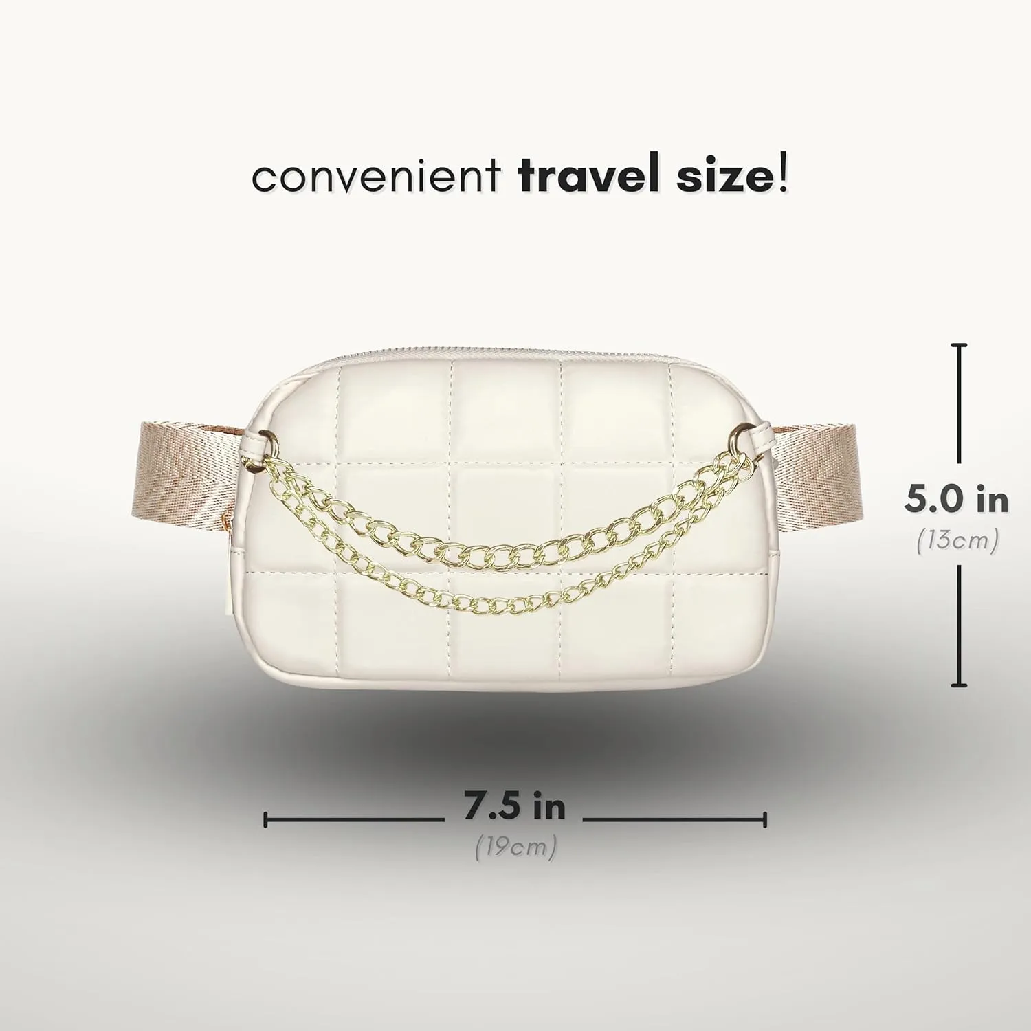 Boutique Luxury Chain Belt Bag | Crossbody Bag Leather Fanny Pack for Women Fashionable | Cute Everywhere Bum Hip Waist Designer Pack | Small Travel Fashion Chest Bag (Extended Strap, Cream | Square)