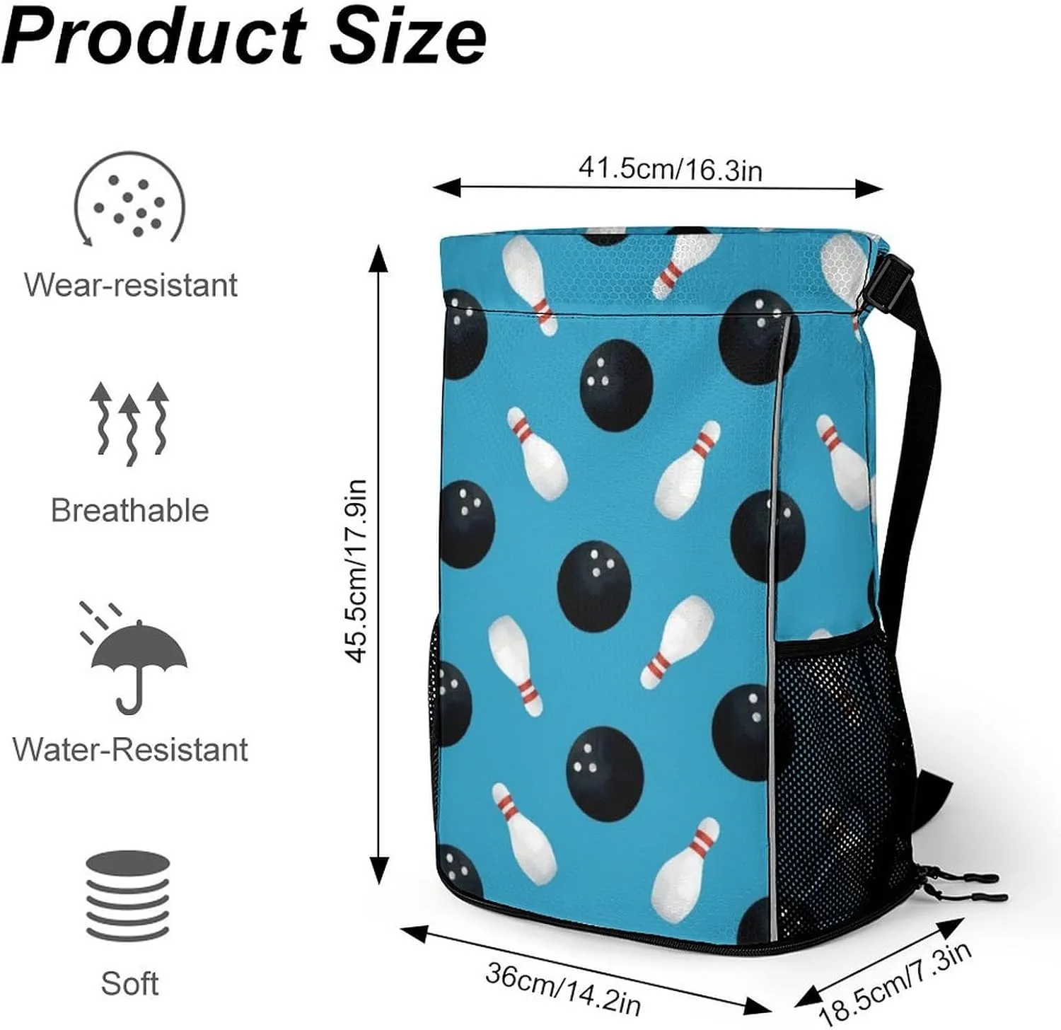 Bowling Balls Drawstring Bag Man Women Casual String Back Durable Drawstring Bags Gym Backpack Hiking Sacks Classic String Packs Yoga Backpacks