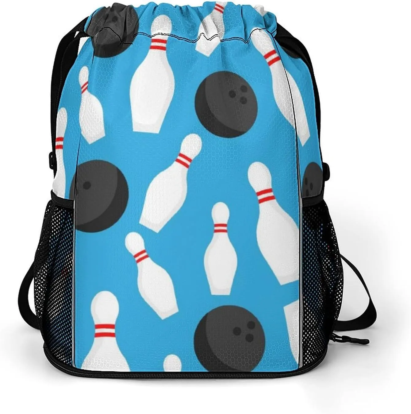 Bowling Balls Drawstring Bag Mens Womans Casual String Back Durable Drawstring Bags Sports Drawstring Backpack Hiking Sacks Classic String Packs Travel Backpacks