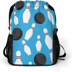 Bowling Balls Drawstring Bag Mens Womans Casual String Back Durable Drawstring Bags Sports Drawstring Backpack Hiking Sacks Classic String Packs Travel Backpacks