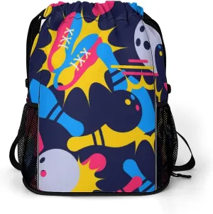 Bowling Balls Drawstring Bag Mens Womens Casual String Back Durable Drawstring Bags Sports Drawstring Backpack Hiking Sacks Classic String Packs Yoga Backpacks