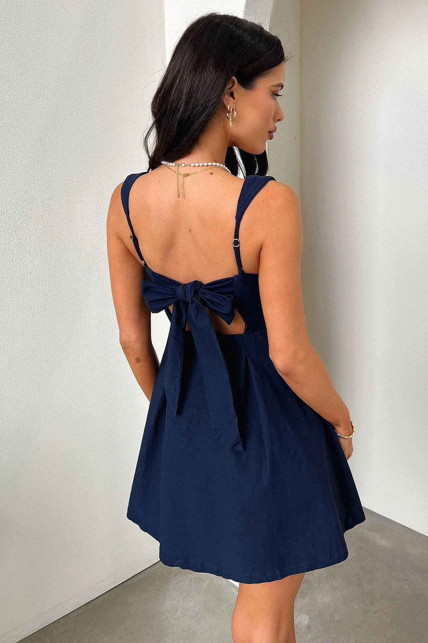 Bransley Square Neck Mini Dress - Navy