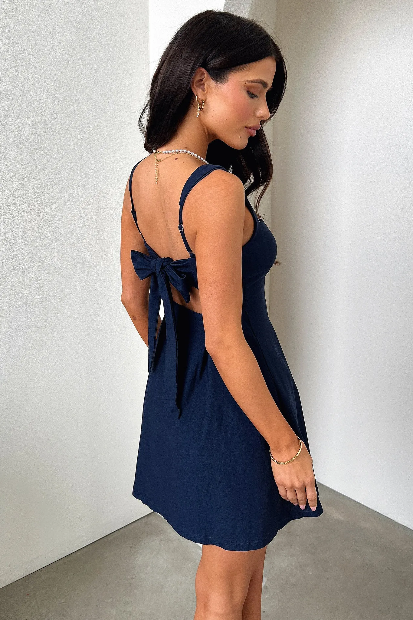 Bransley Square Neck Mini Dress - Navy