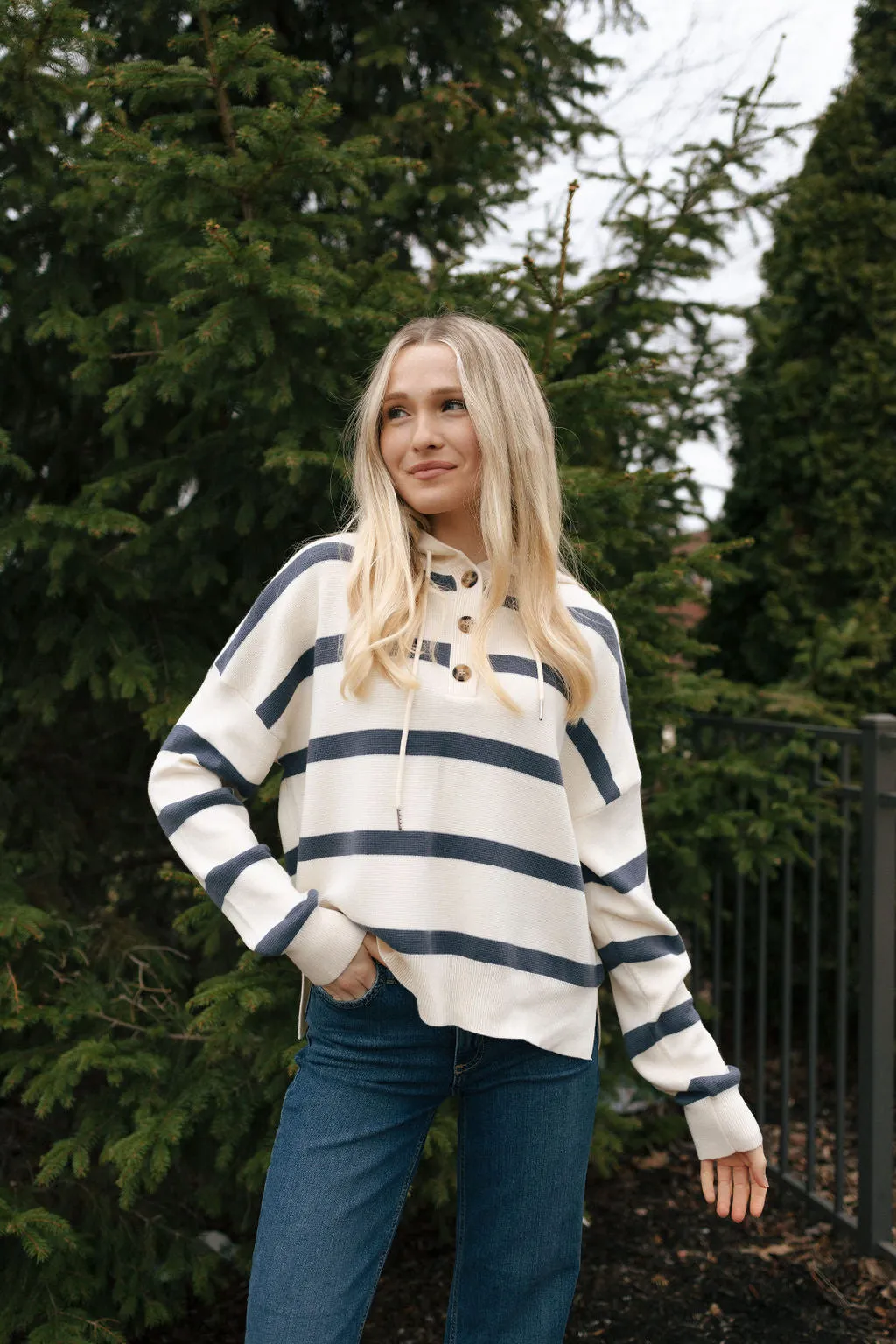 Brighton Top, White Blue *final sale