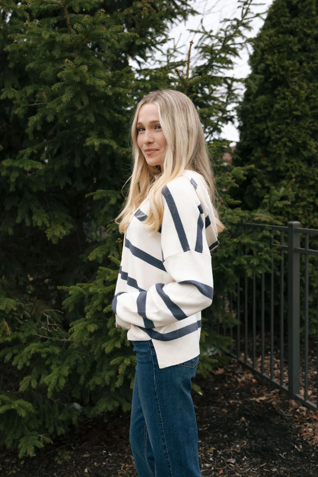 Brighton Top, White Blue *final sale