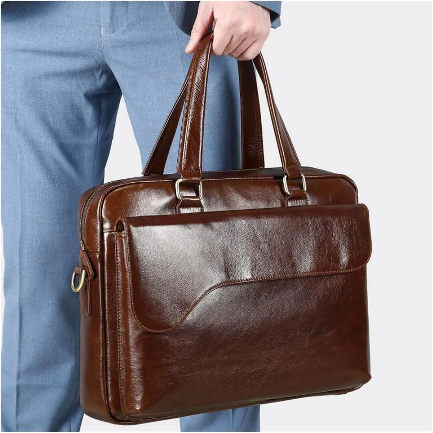 Business Handbags Briefcases Mens Laptop Bags Leather Carrying Cases Computer Messenger Shoulder Bags