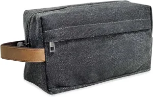Canvas Travel Toiletry Bag, Dopp Kits with Genuine Leather Handle