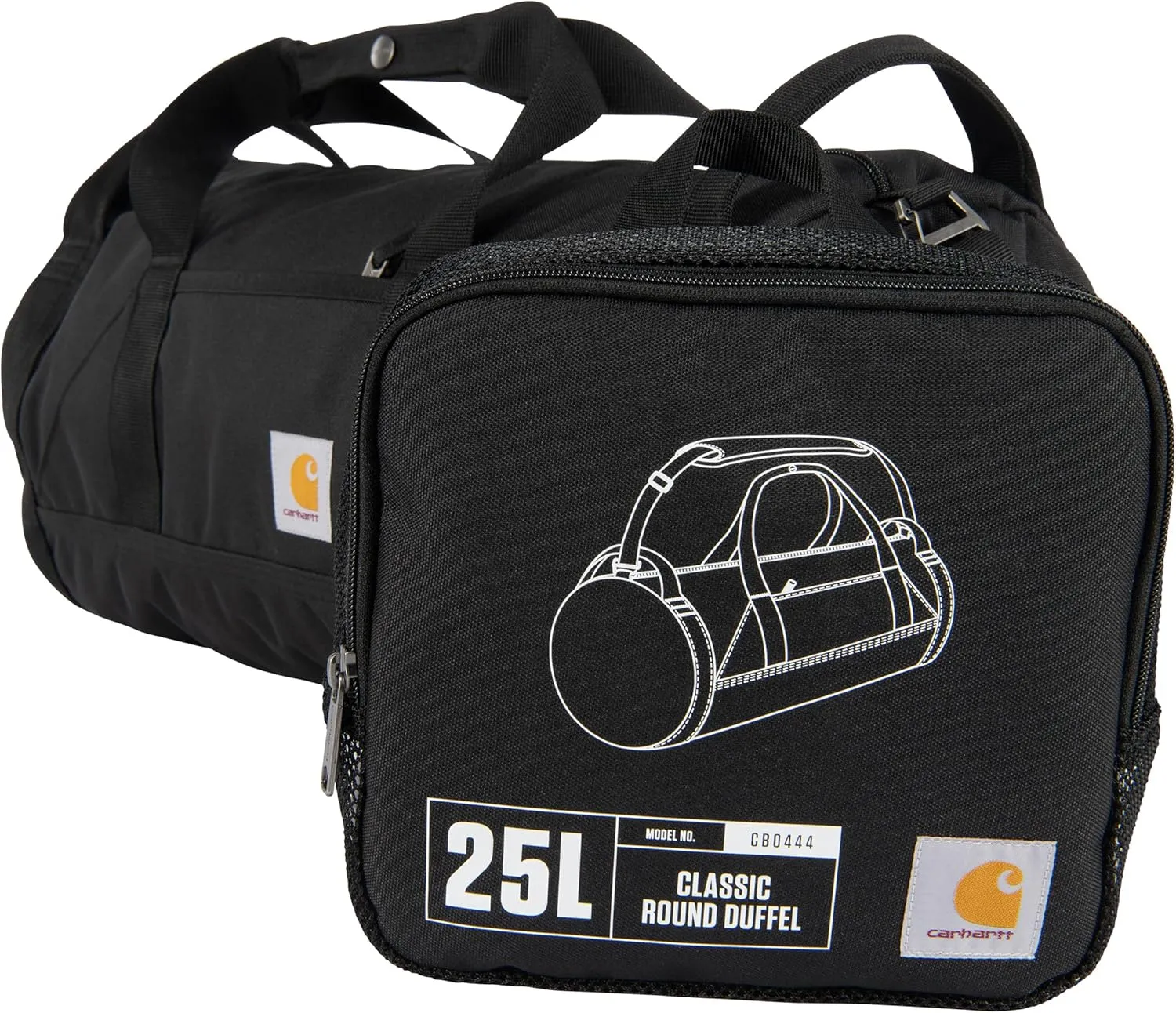 Carhartt Classic Round Duffel with Utility Pouch, Heavy-Duty, Water-Resistant Packable Gear Bag for Jobsite, Gym, and Travel