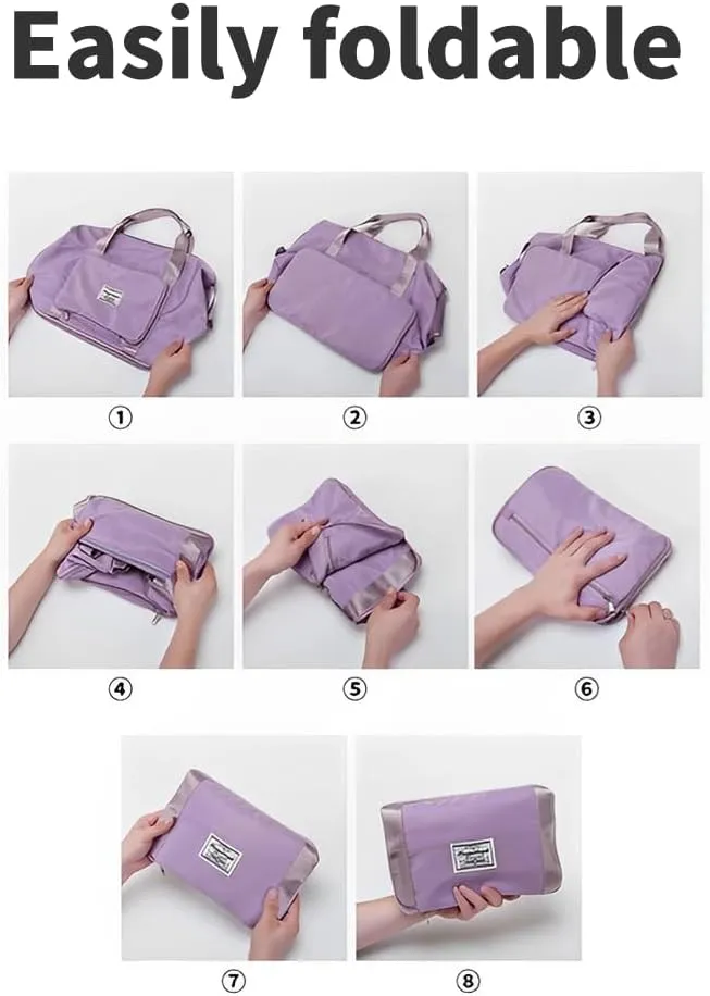 Casual Travel Makeup Bag, Foldable and Expandable Large Capacity Toiletry Travel Bag with Dividers, Makeup Organizer (Dark Purple)
