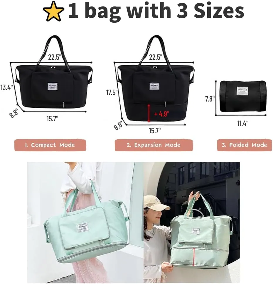 Casual Travel Makeup Bag, Foldable and Expandable Large Capacity Toiletry Travel Bag with Dividers, Makeup Organizer (Dark Purple)