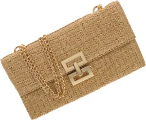 Chain Flip Bag Straw Clutch Handbag Summer Beach Bag Fashion Clutch Wedding Purse