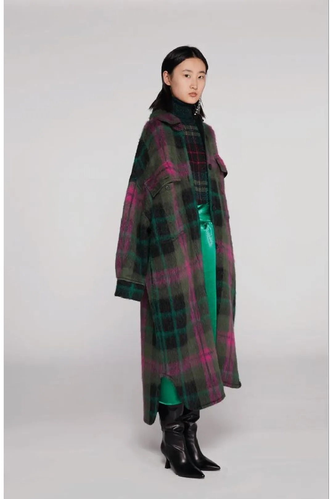 Checked Wool-Jacquard Coat