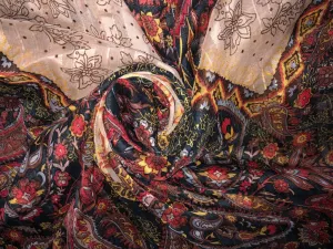 Chiffon Satin stripe  fabric 44" wide available in two designs paisley and animal print