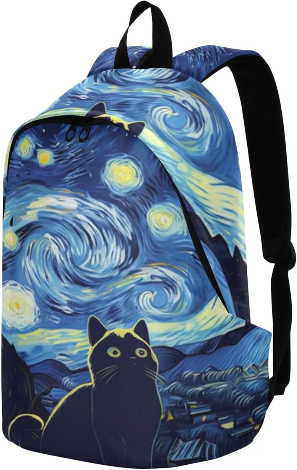 CHIFIGNO Cute Cat Starry Night Fashion Casual Womens Backpack Cute Daypack Cool Teen Backpacks for Girls