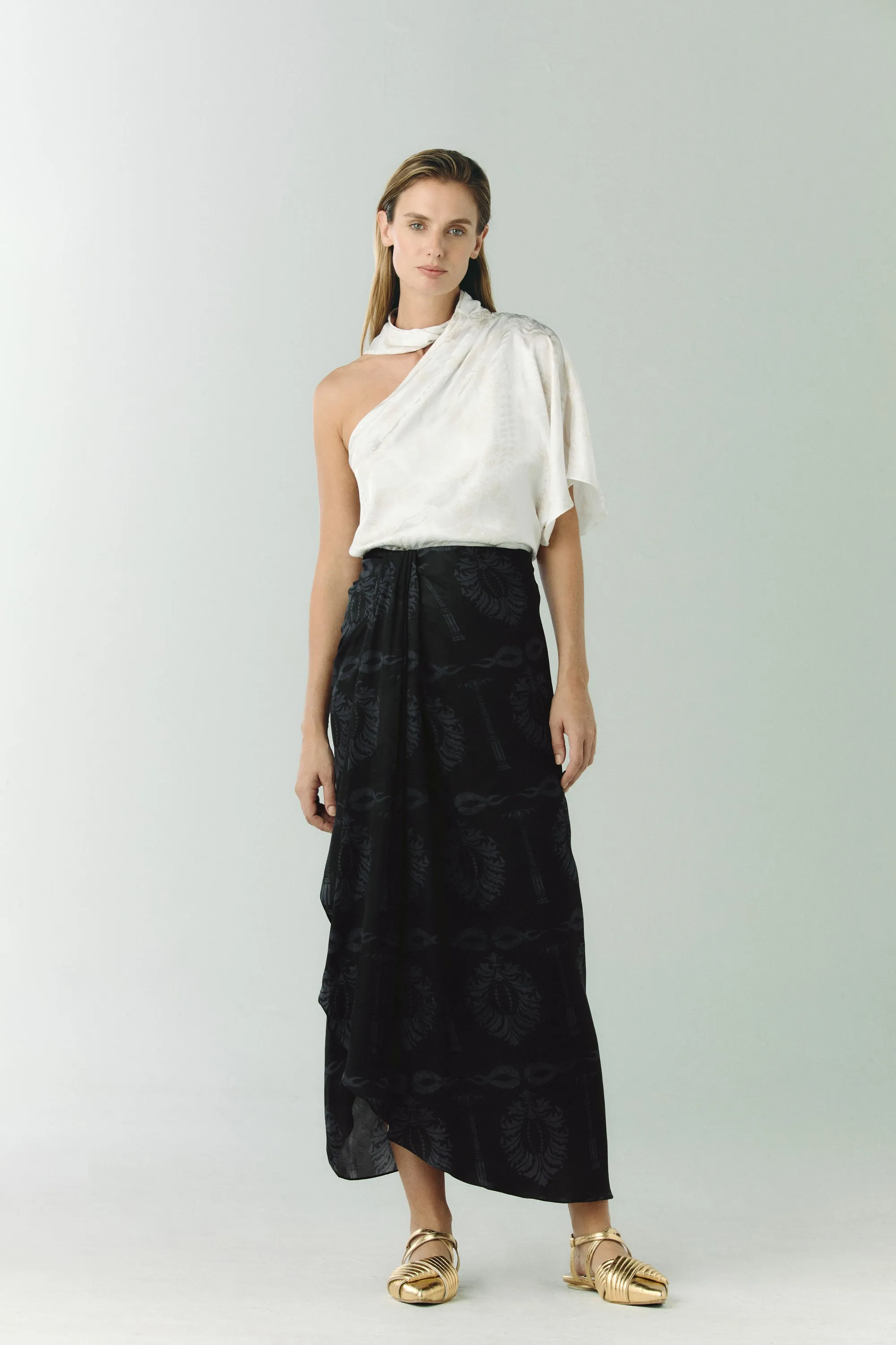 Chiminango Silk Jacquard Blouse / Ecru