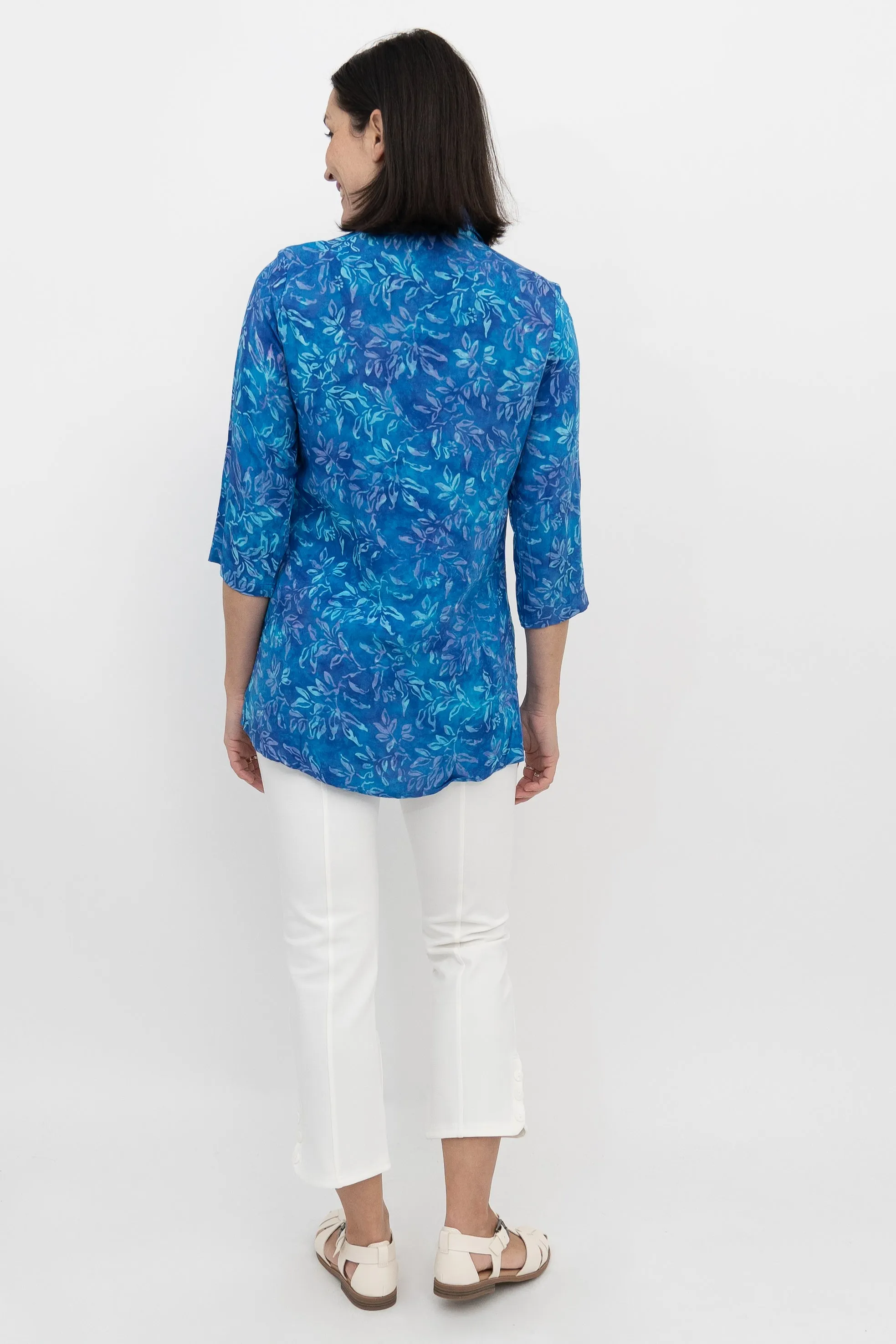 Cindy 3/4 Sleeve Top, Blue Wind