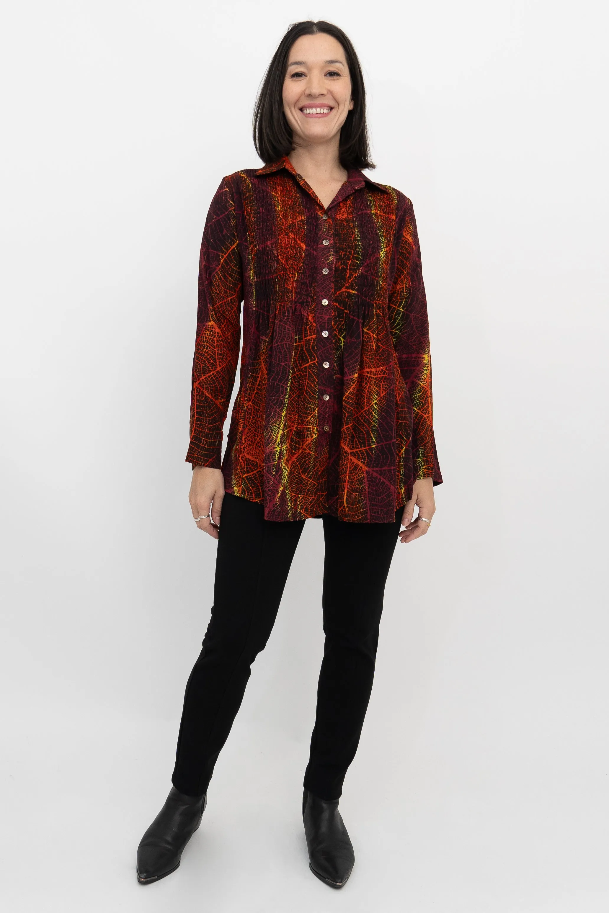 Cindy L/S Blouse, Multi Mesh