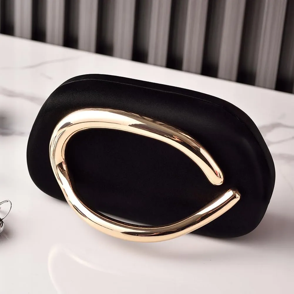 Clutch Purses for Women Chic Pu Leather Evening Bag Formal Designer Metal Handle Handbags for Wedding Party Prom