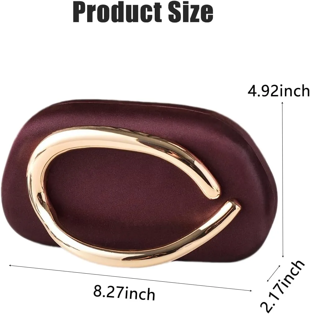 Clutch Purses for Women Chic Pu Leather Evening Bag Formal Designer Metal Handle Handbags for Wedding Party Prom