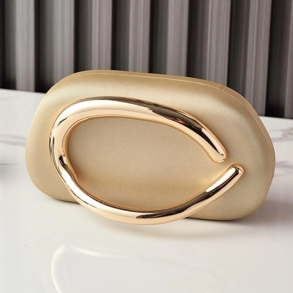 Clutch Purses for Women Chic Pu Leather Evening Bag Formal Designer Metal Handle Handbags for Wedding Party Prom
