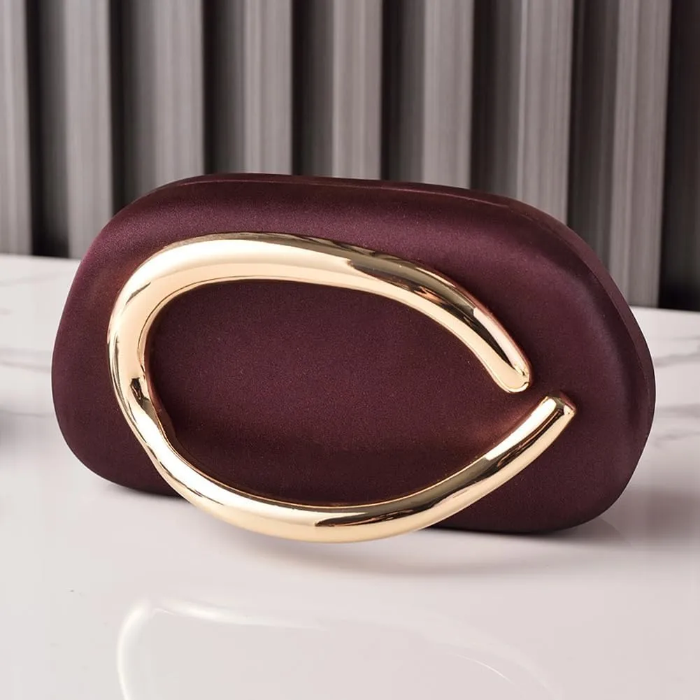 Clutch Purses for Women Chic Pu Leather Evening Bag Formal Designer Metal Handle Handbags for Wedding Party Prom