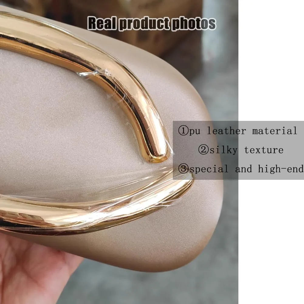 Clutch Purses for Women Chic Pu Leather Evening Bag Formal Designer Metal Handle Handbags for Wedding Party Prom