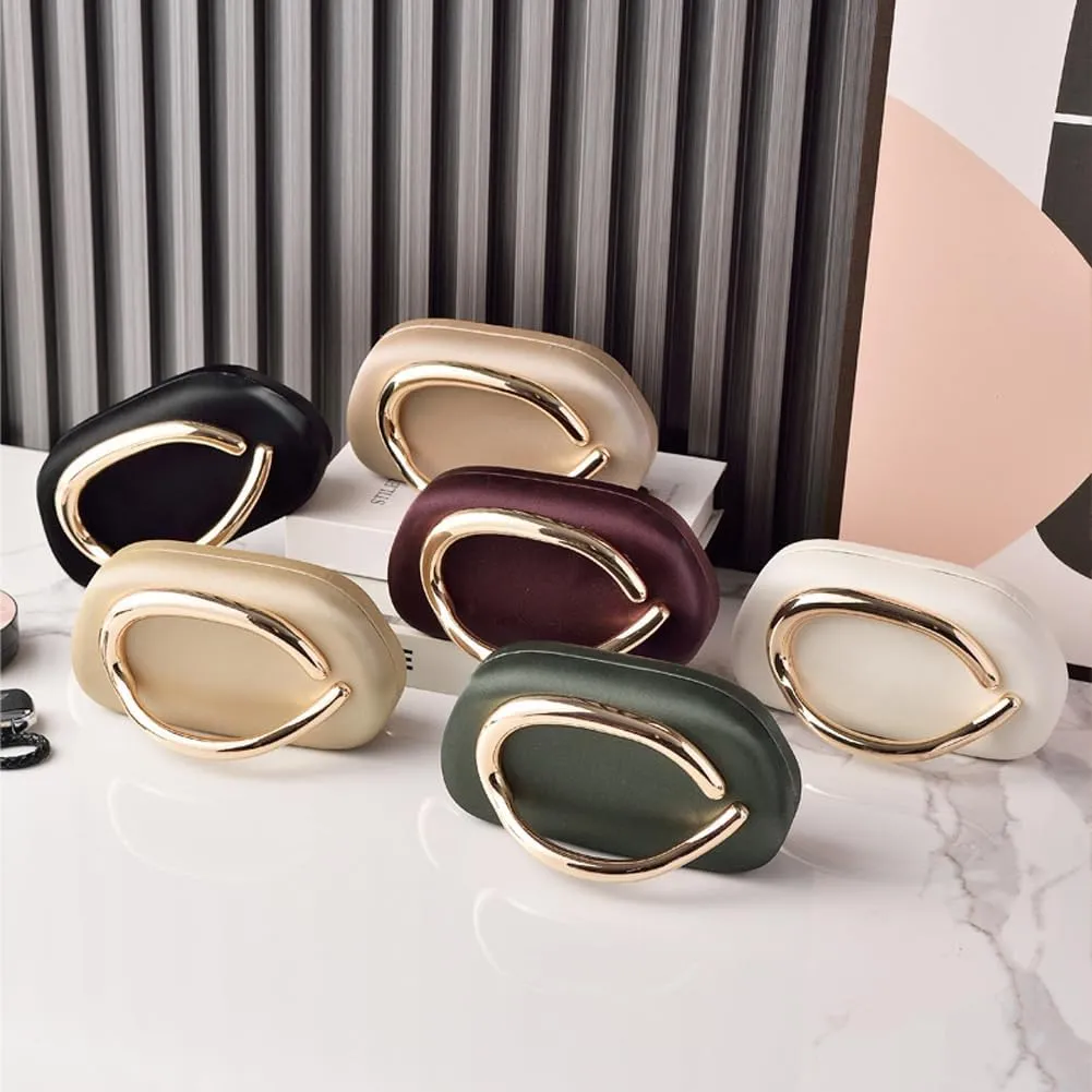 Clutch Purses for Women Chic Pu Leather Evening Bag Formal Designer Metal Handle Handbags for Wedding Party Prom