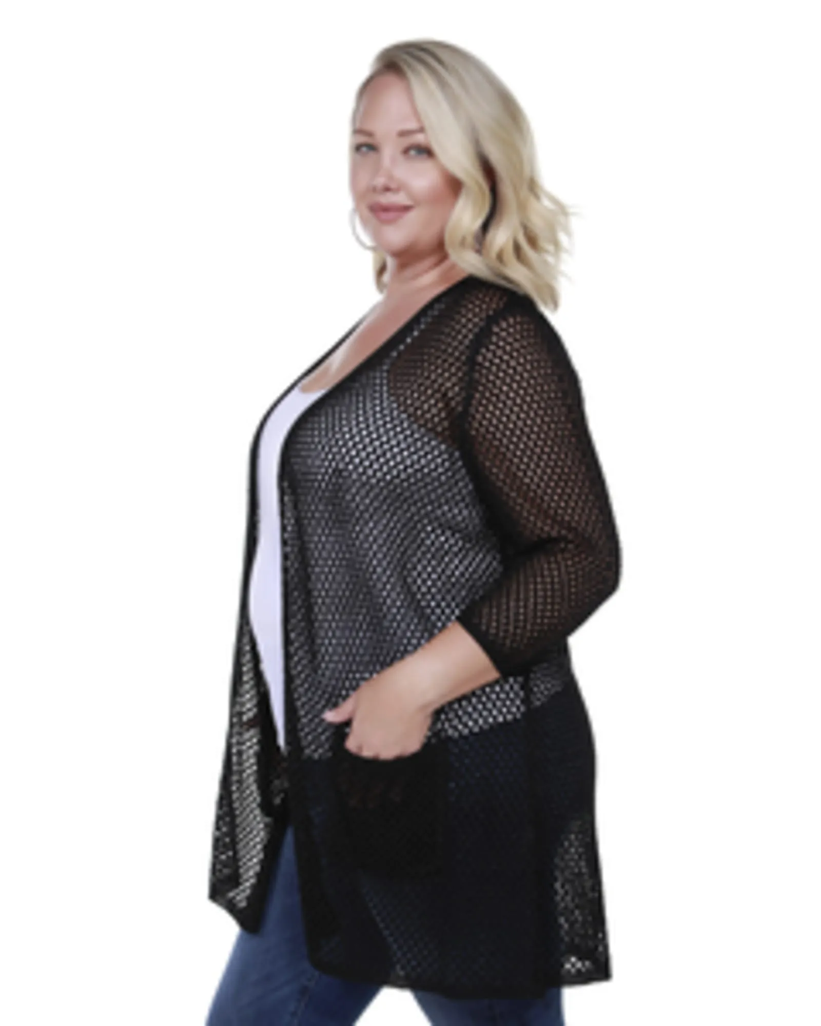 Colleen Open Front Sparkle Cardigan | BLACK / BLACK