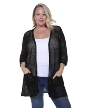 Colleen Open Front Sparkle Cardigan | BLACK / BLACK