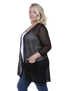 Colleen Open Front Sparkle Cardigan | BLACK / BLACK